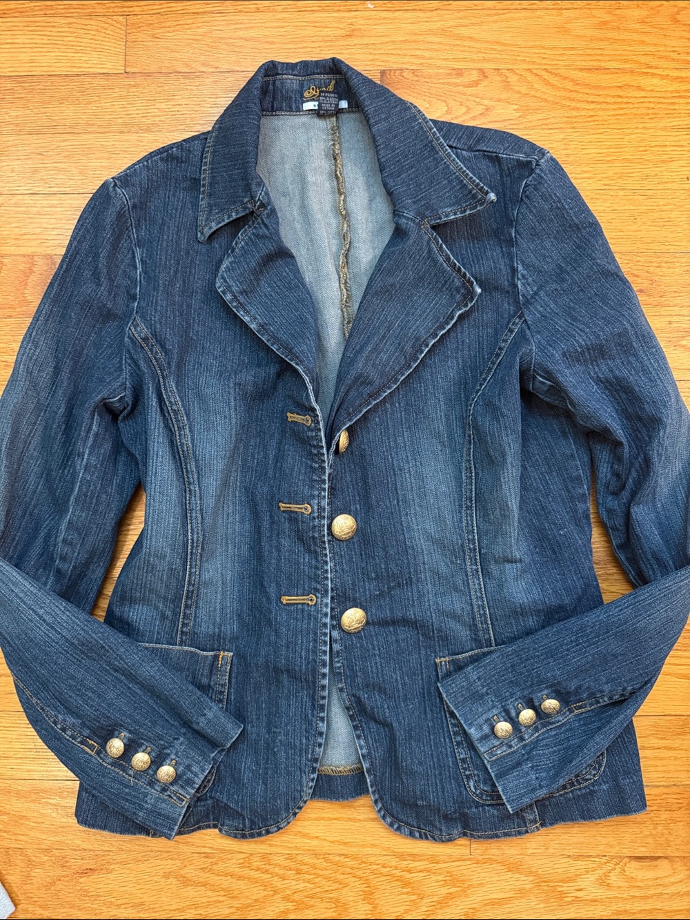 Izod vintage y2k denim blazer gold buttons sz m medium